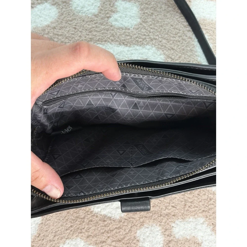 Botkier black Leather Crossbody handbag, Metal Stud Accents